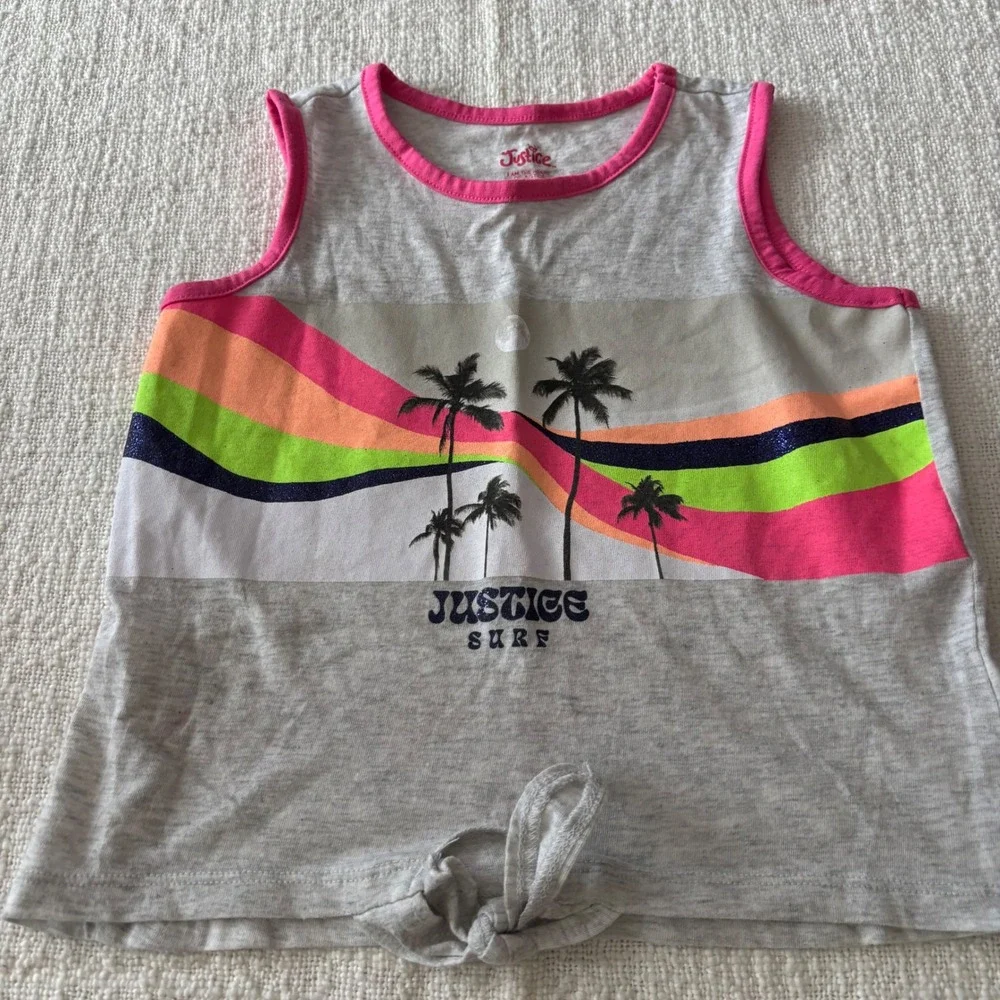 Justice Girls 4pc Summer Lot Shorts and Tanks Size 5 6 Pink Gray Black Blue